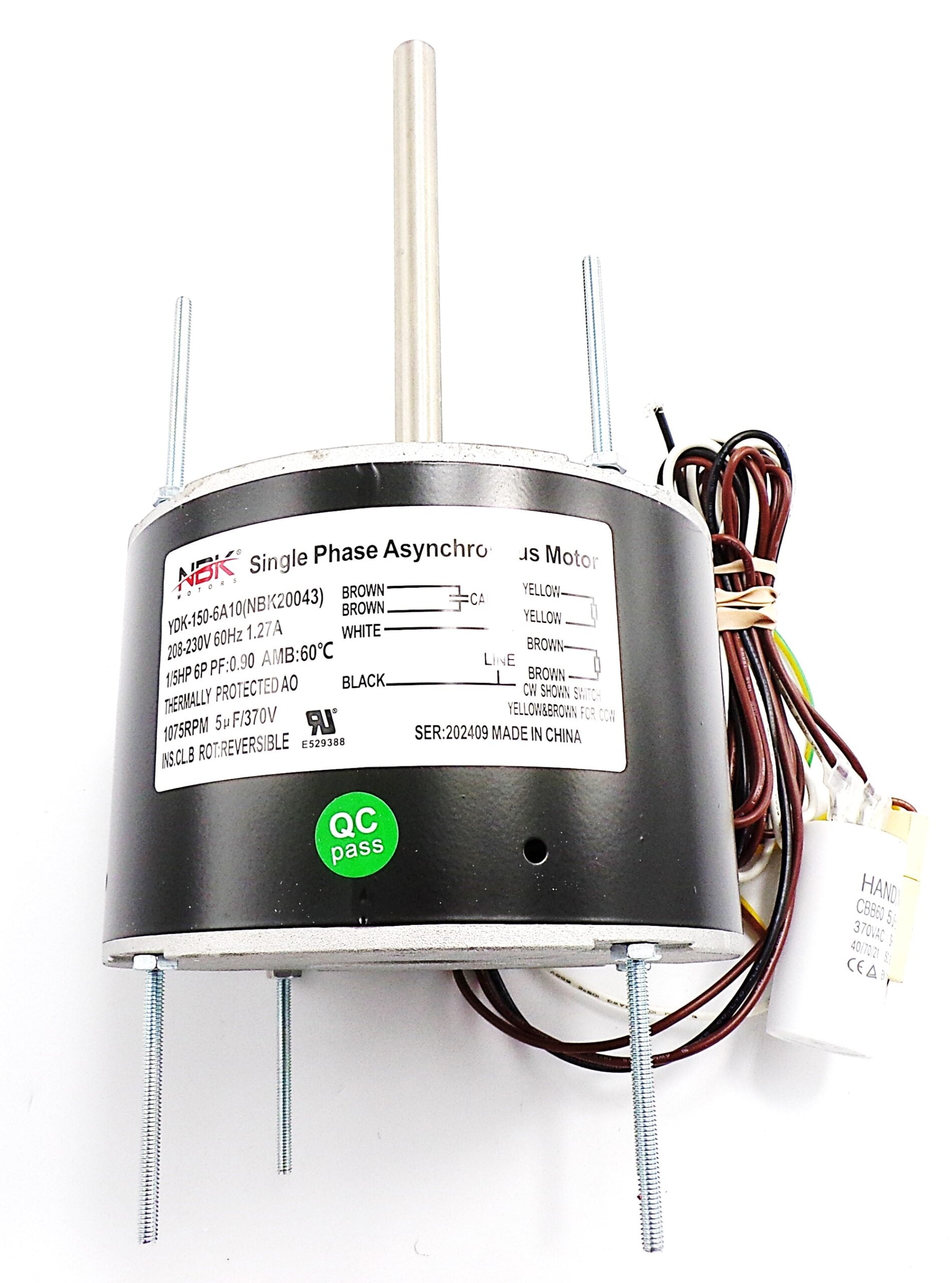 nknベス Condensor Motor 208-230V, 1/5 Hp W/Capacitor | D906 Replacement