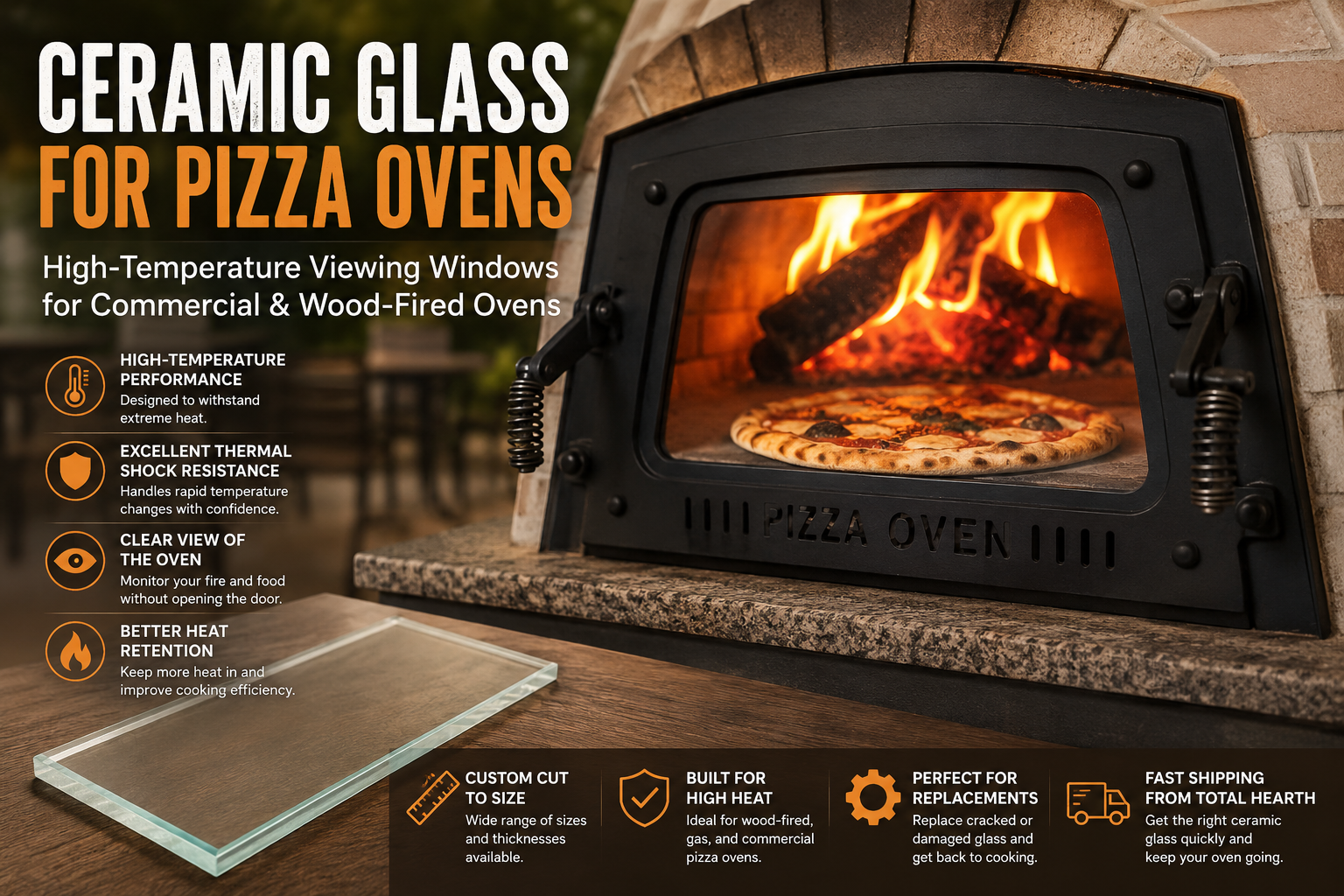 Pizza Oven Ceramic Glass | High-Temperature Replacement Glass