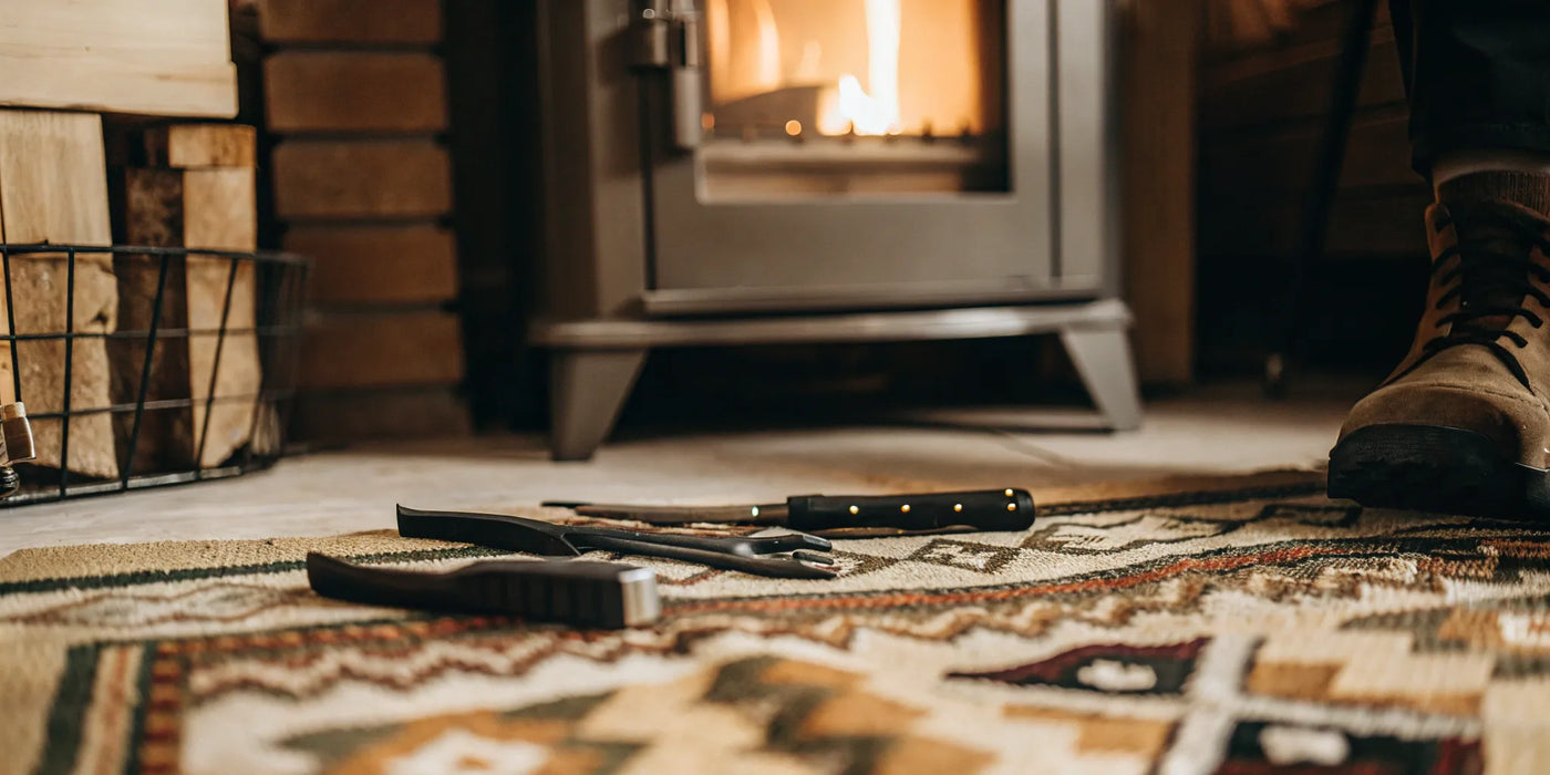 A technician fixing a pellet stove igniter that is not working.