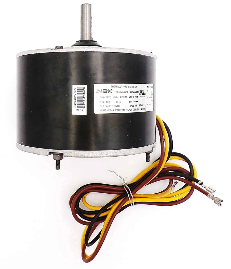 Condenser Fan Motor 1/12 HP 208/230V 1100 RPM – Replaces Genteq 5KCP39BGY539S – NBK-20056