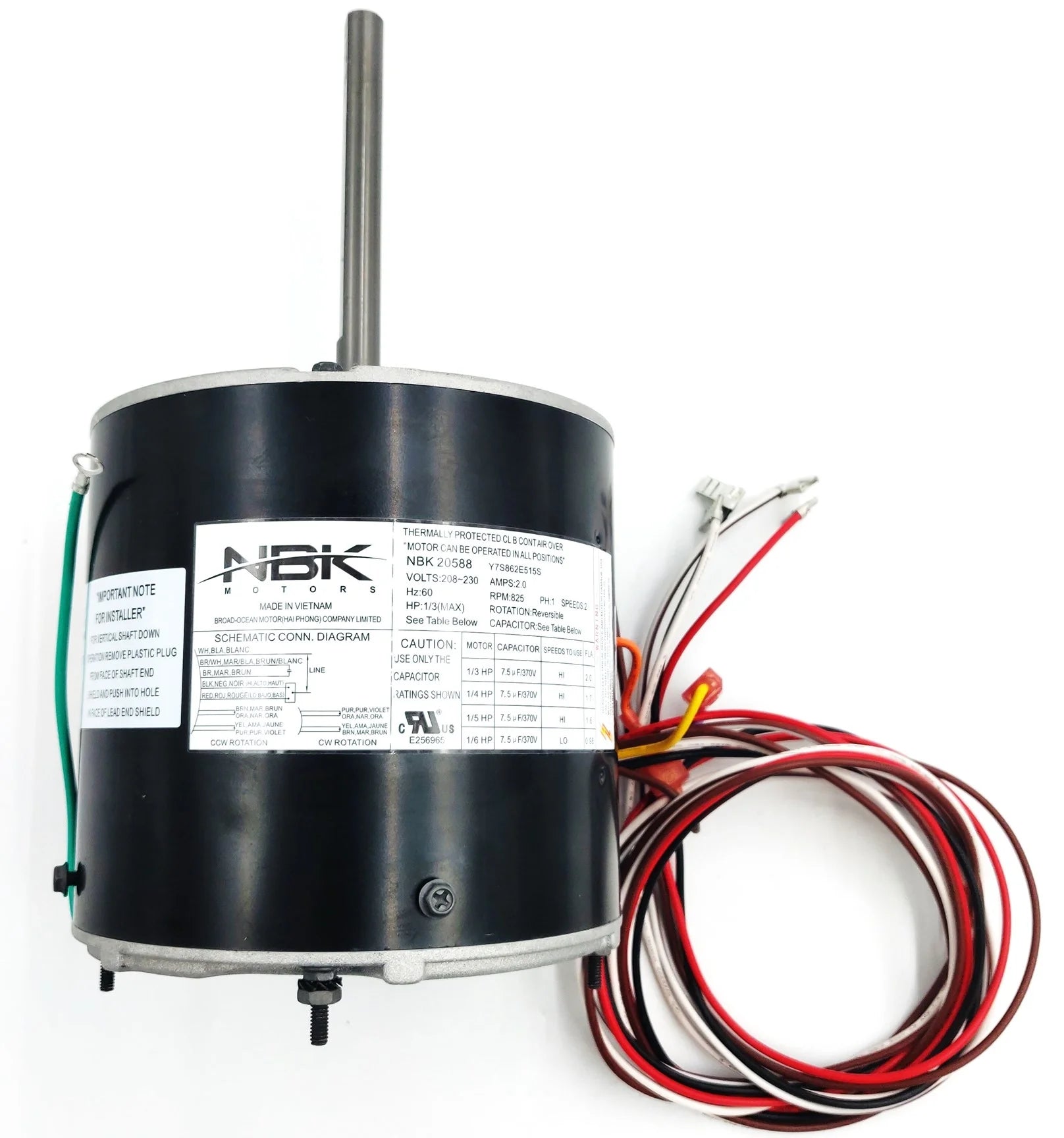 NBK-20588 Condenser Motor 208-230V, 825 RPM, 1/6-1/3 HP – (Special Order) - Total Hearth