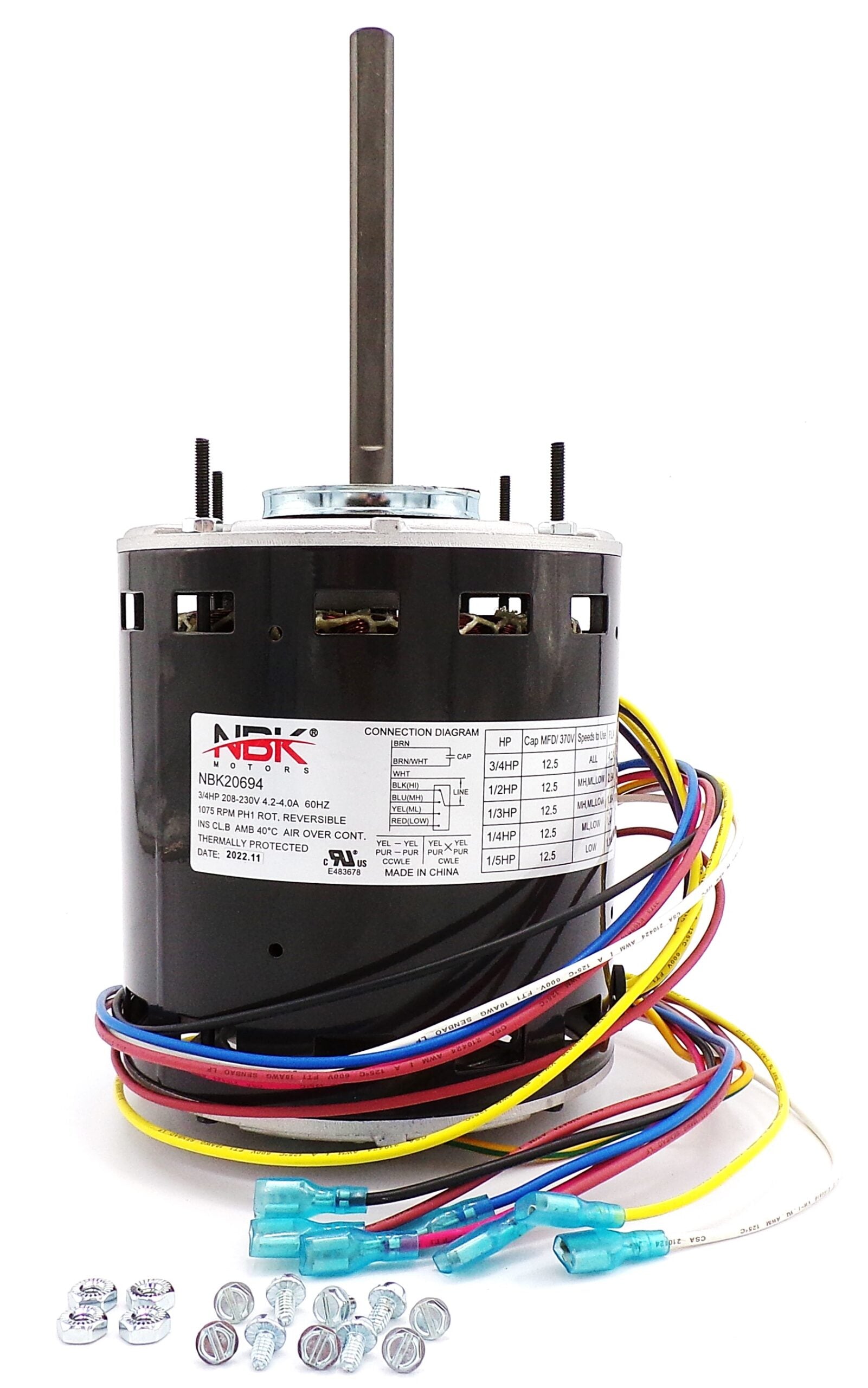 NBK-20694 Blower Motor 208-230V, 1075 RPM, 3/4-1/5 HP – (Special Order) - Total Hearth