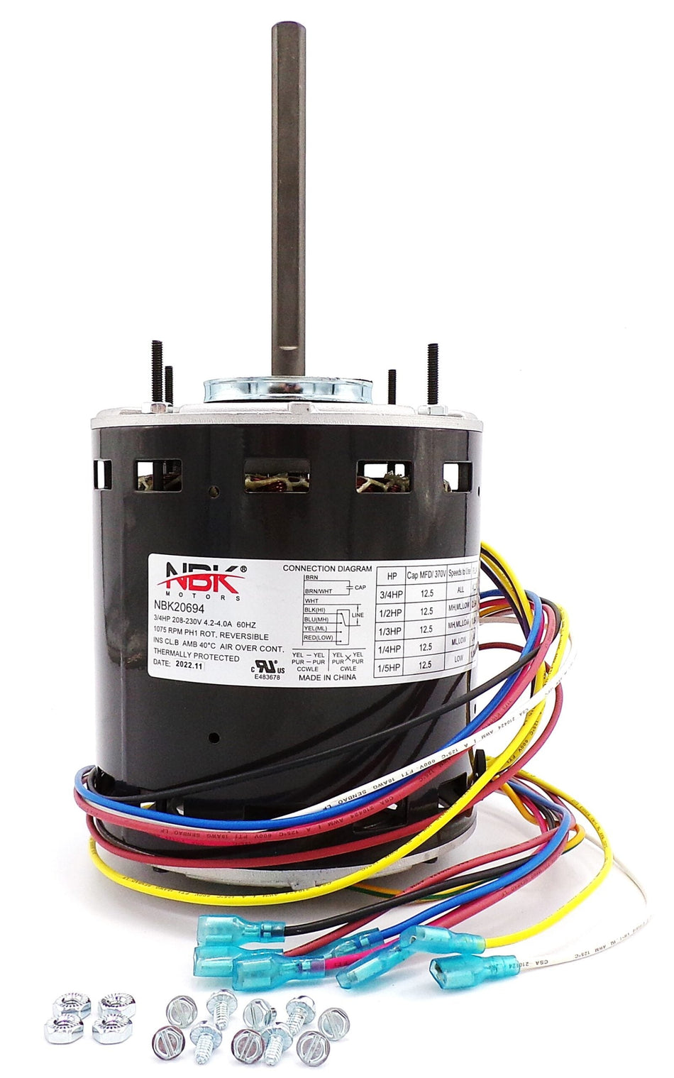 NBK-20694 Blower Motor 208-230V, 1075 RPM, 3/4-1/5 HP – (Special Order) - Total Hearth