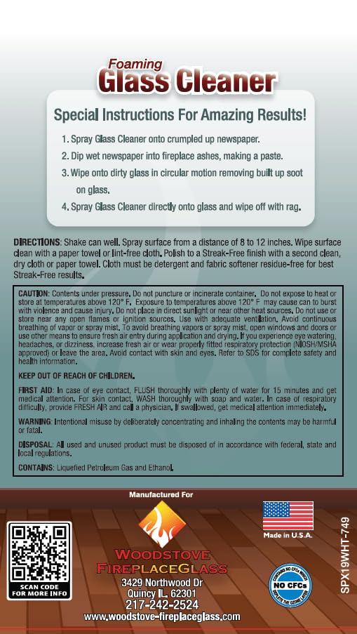 Heart Cleaner Case of 12 Total-Hearth Stove Glass Cleaner | 19 oz Foaming Spray
