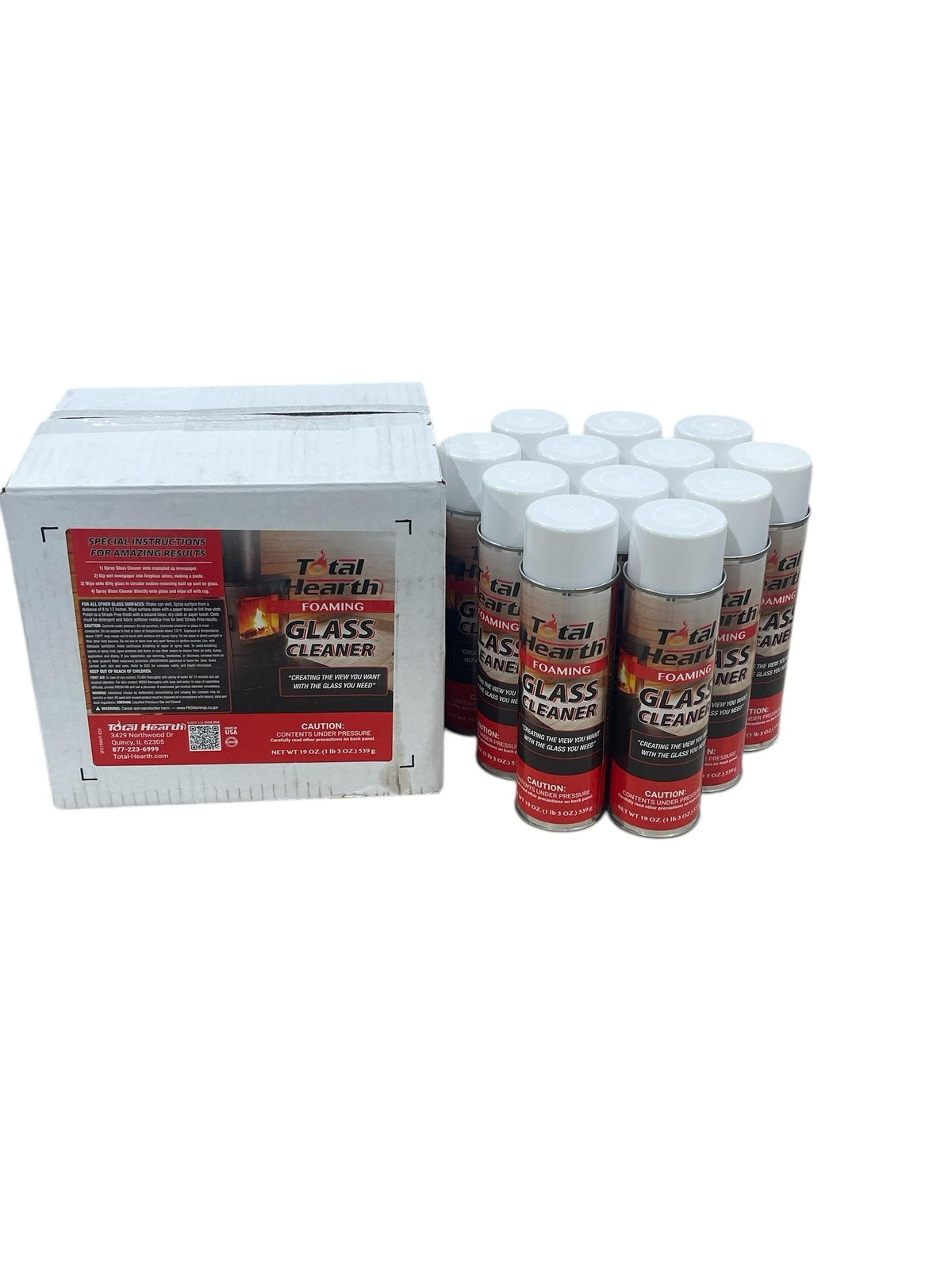 Heart Cleaner Case of 12 Total-Hearth Stove Glass Cleaner | 19 oz Foaming Spray
