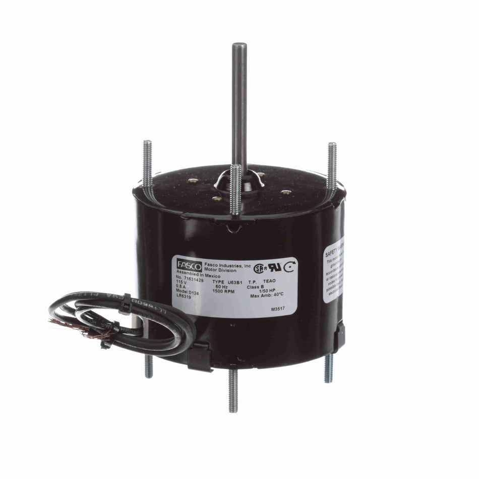 Fasco Motor 1M124 – 1/50 HP, 1-Speed Replacement Motor (3.3" O.D.) for Blowers & Fans (Fasco D124)