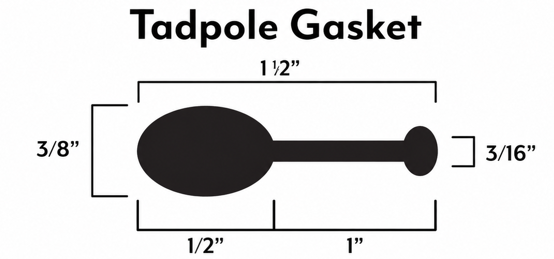 Double Tadpole Glass Gasket – 1" x 3/8" – Self-Adhesive Fiberglass – Sold by the Foot