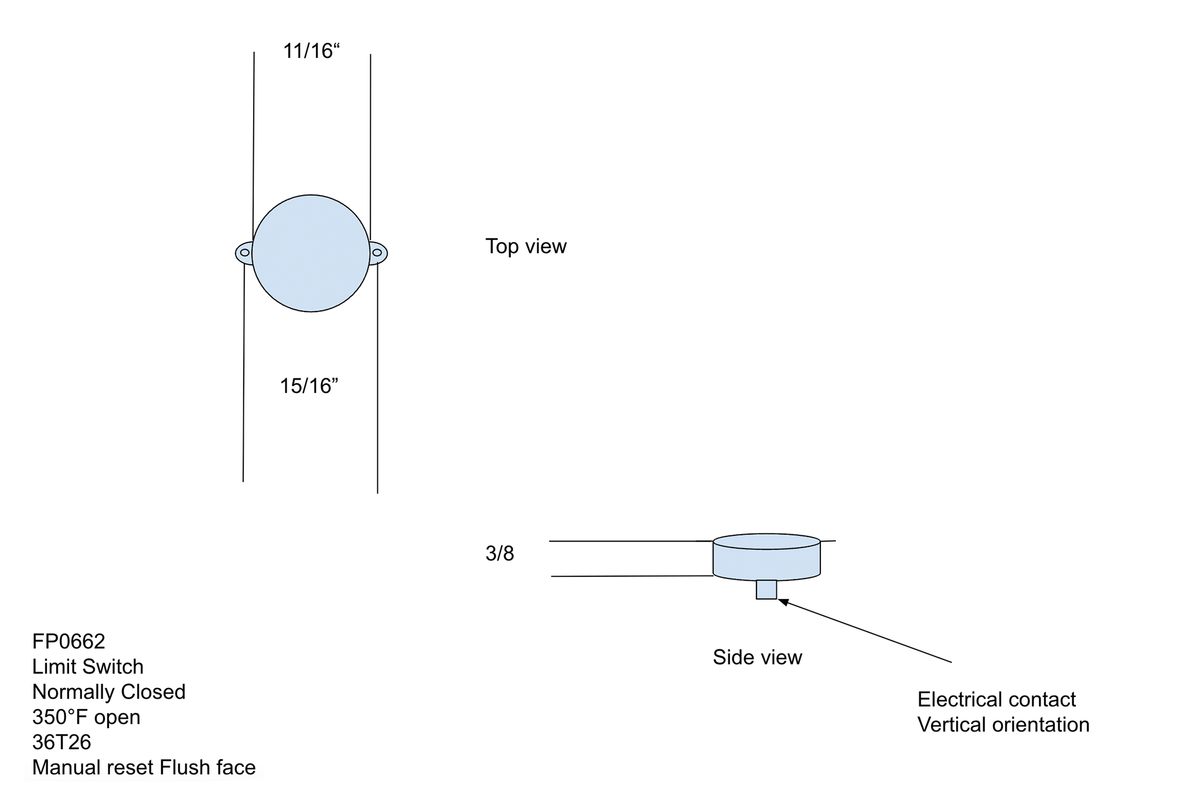 Heatilator 22922B 350°F Manual-Reset High-Limit Switch - product view 3
