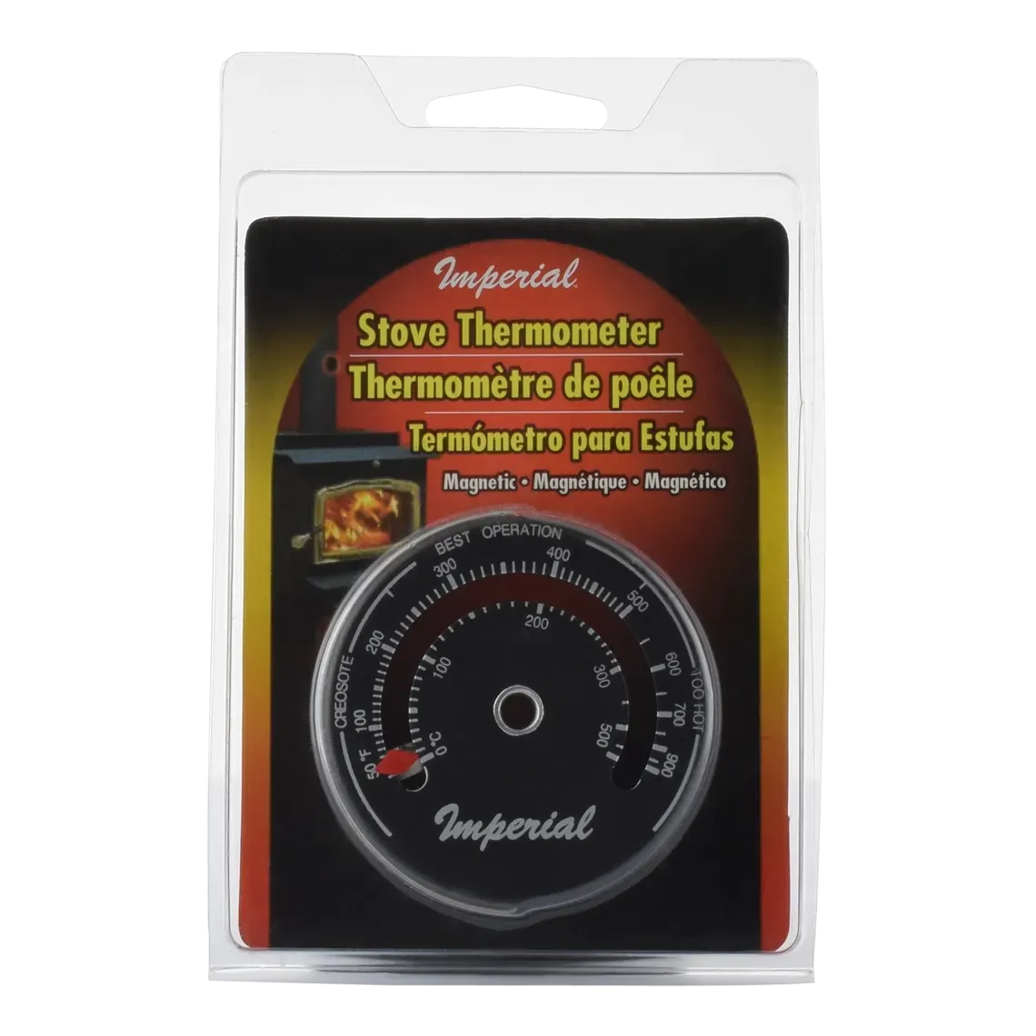 Magnetic Stove Thermometer – KK0163 | For Single Wall Stove Pipes | Easy-Read Dial | Magnetic Mount | Model 3CP34 - Total Hearth