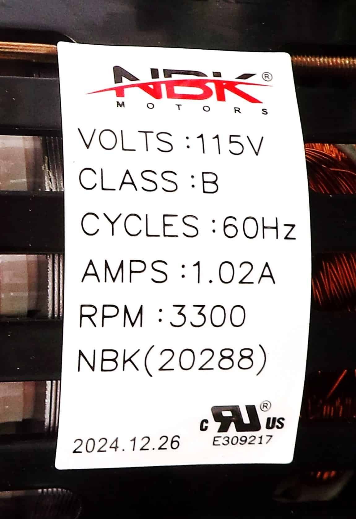 NBK-20288 Draft Inducer Blower Motor | Carrier 320725-756 - view 2