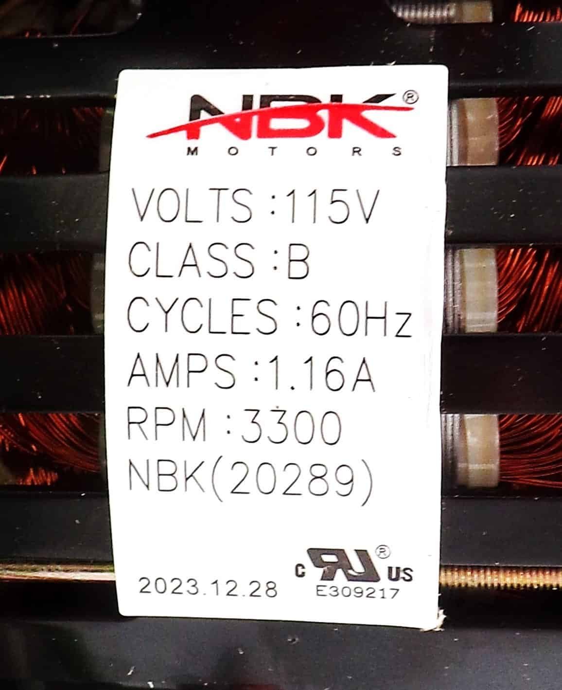 NBK-20289 Draft Inducer Blower Motor | Carrier 320725-757 - view 3