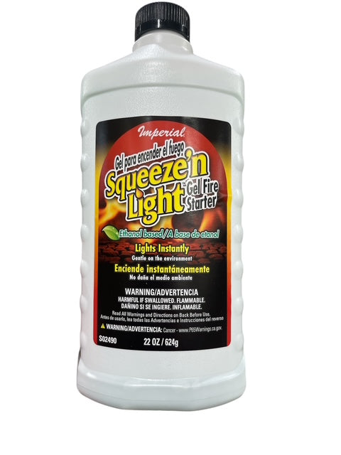 Imperial Squeez 'N Light Fire Starter Gel – KK0343 | 22 oz Bottle | Smokeless, Odorless, Gelled Alcohol | Instant Ignition | Long-Burning & Clean Flame
