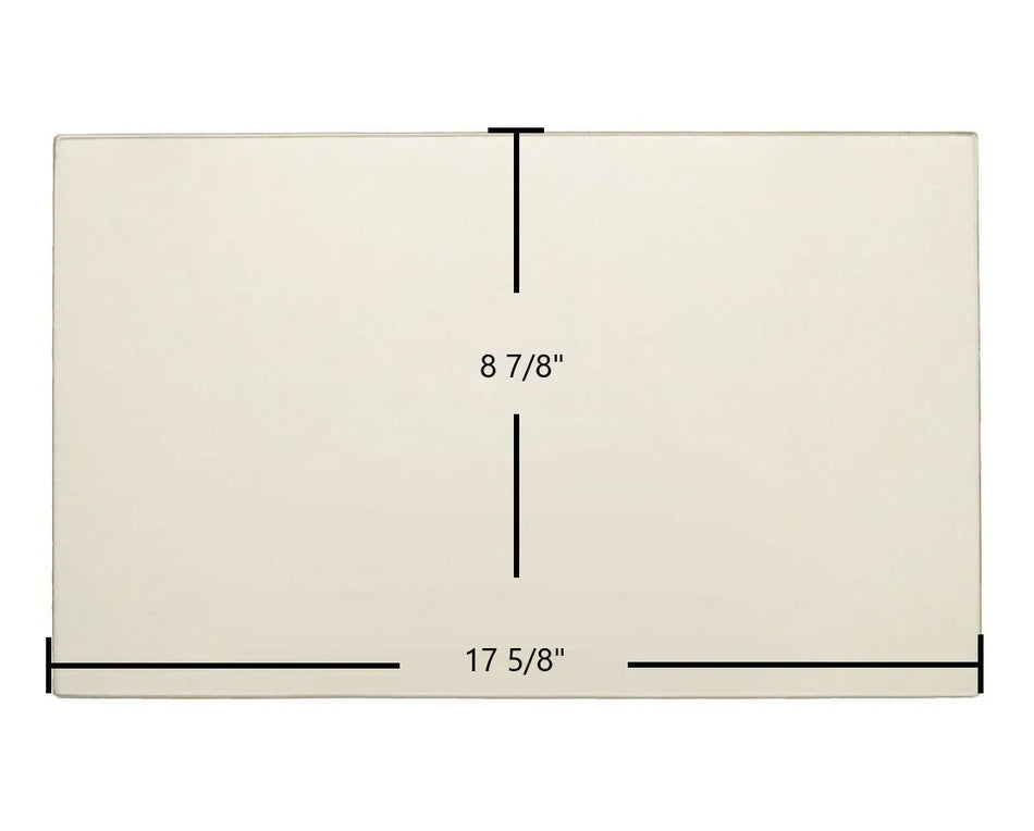 Russo GV-21, C-80, W-18, W-20, W-25, WI-30, CW-75, C-75 Glass Panel (R-061-2492) – 8 7/8" x 17 5/8" High-Temperature Ceramic Replacement - Total Hearth