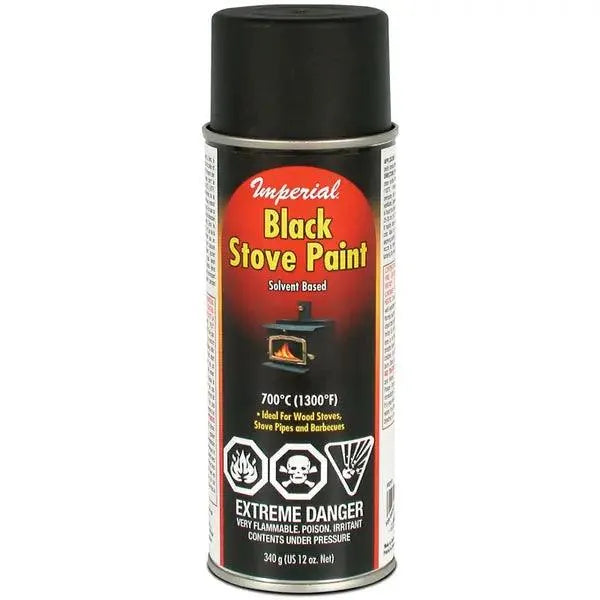 Black Stove Paint – 12 oz Spray | KK0197 | Matte High-Temp Finish for Wood Stoves, Pipes & BBQs | Imperial Manufacturing - Total Hearth