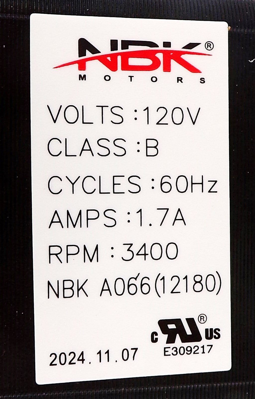 NBK-12180 Draft Inducer Blower Motor, view 3