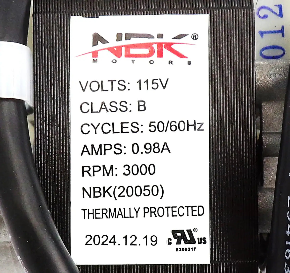 NBK-20050 Exhaust Blower Motor, view 3