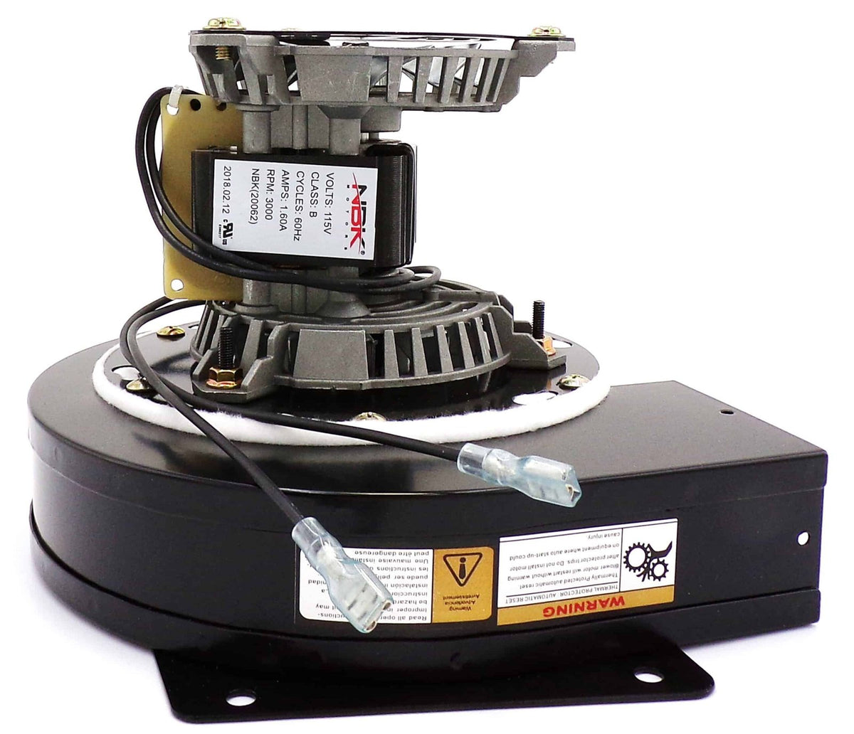 NBK-20062 115V blower motor assembly with housing and attached wiring