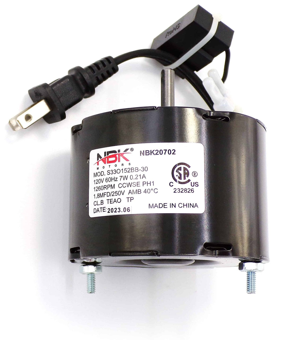 NBK-20702 Ventilation Fan Motor, view 1