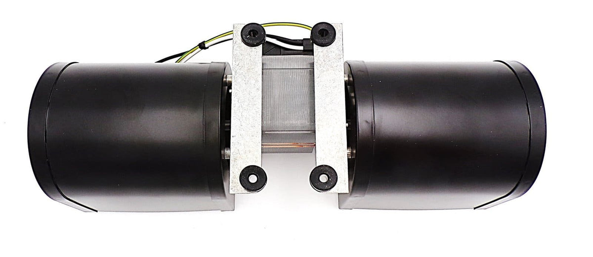 NBK 20816 double-fan blower underside showing mounting brackets and isolation grommets