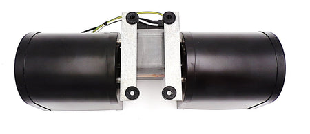 NBK 20816 double-fan blower underside showing mounting brackets and isolation grommets