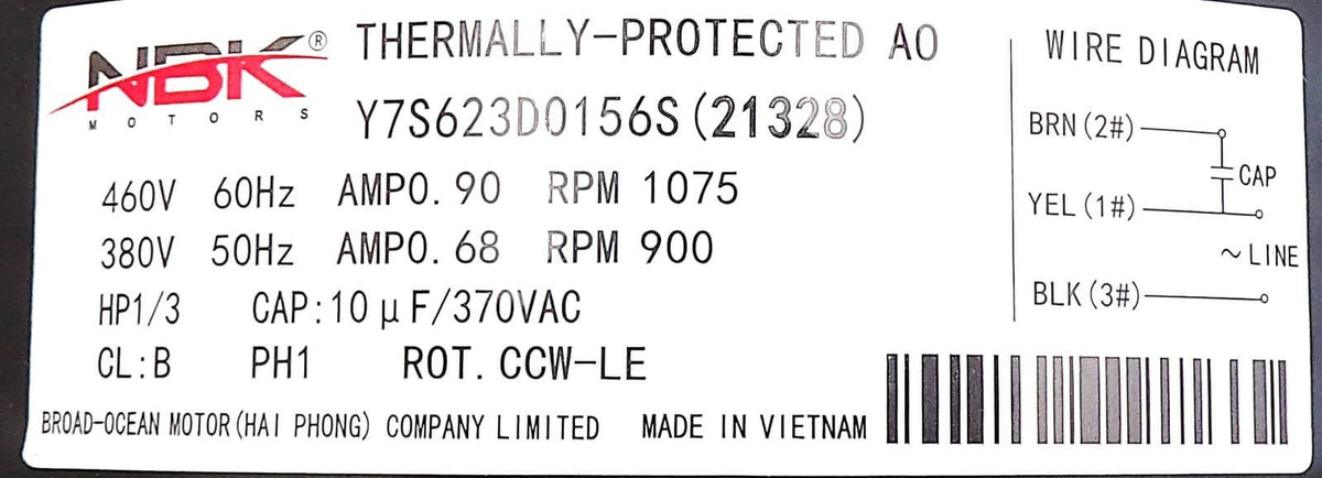 NBK-21328 condenser fan motor - view 3