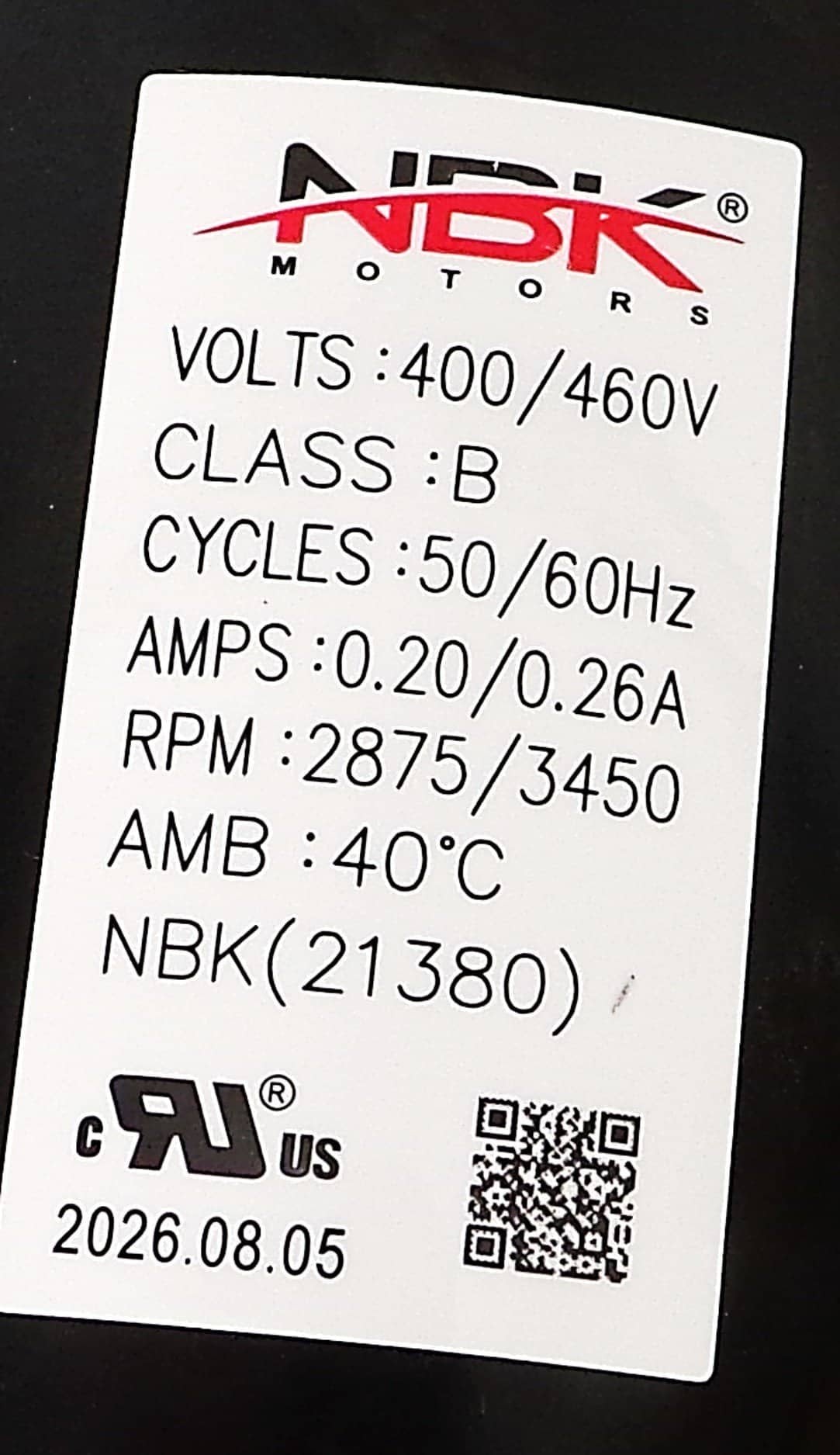 NBK-21380 draft inducer motor - view 2